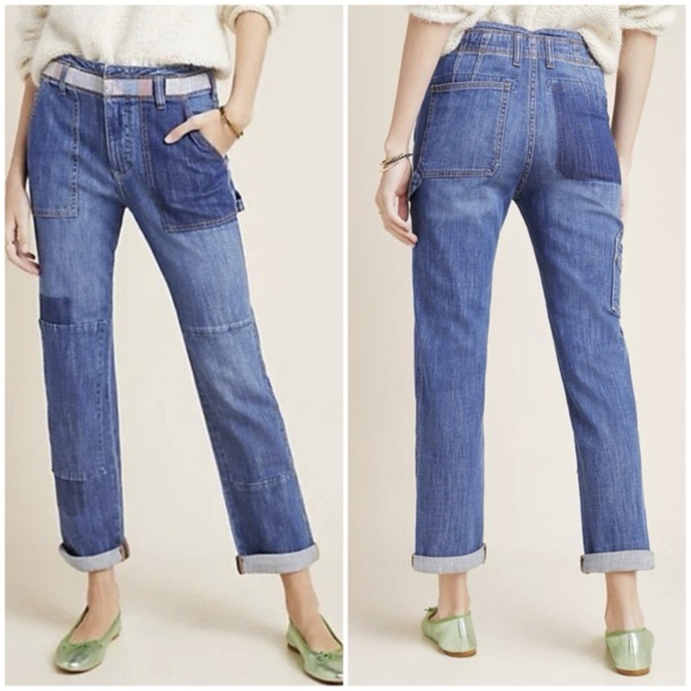 Anthropologie Pilcro & The Letterpress Highrise Patchwork Slim Boyfriend Jeans